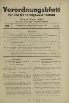Verordnungsblatt für das Generalgouvernement = Dziennik Rozporządzeń dla Generalnego Gubernatorstwa. 1942, Nr. 11 (31. Januar)