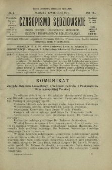 Czasopismo Sędziowskie : organ Oddziału Lwowskiego Zrzeszenia Sędziów i Prokuratorów Rzpltej Polskiej. R. 8, nr 2 (marzec-kwiecień 1934)
