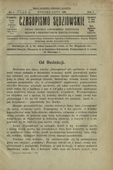 Czasopismo Sędziowskie : organ Oddziału Lwowskiego Zrzeszenia Sędziów i Prokuratorów Rzpltej Polskiej. R. 10, nr 1 (styczeń-luty 1936)