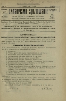 Czasopismo Sędziowskie : organ Oddziału Lwowskiego Zrzeszenia Sędziów i Prokuratorów Rzpltej Polskiej. R. 11, nr 1 (styczeń-luty 1937)