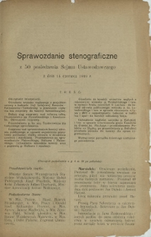 Sprawozdanie Stenograficzne z 50 Posiedzenia Sejmu Ustawodawczego z dnia 14 czerwca 1919 r.