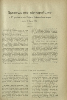 Sprawozdanie Stenograficzne z 73 Posiedzenia Sejmu Ustawodawczego z dnia 19 lipca 1919 r.