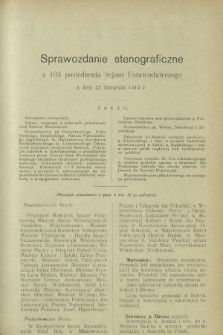 Sprawozdanie Stenograficzne z 103 Posiedzenia Sejmu Ustawodawczego z dnia 25 listopada 1919 r.