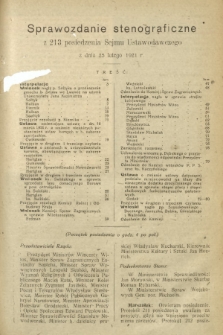 Sprawozdanie Stenograficzne z 213 Posiedzenia Sejmu Ustawodawczego z dnia 25 lutego 1921 r.