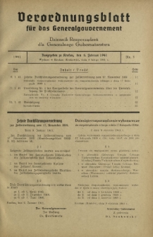 Verordnungsblatt für das Generalgouvernement = Dziennik Rozporządzeń dla Generalnego Gubernatorstwa. 1941, Nr 3 (8 Februar)