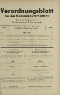 Verordnungsblatt für das Generalgouvernement = Dziennik Rozporządzeń dla Generalnego Gubernatorstwa. 1941, Nr 42 (16 Mai)
