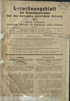 Verordnungsblatt für das Generalgouvernement = Dziennik Rozporządzeń dla Generalnego Gubernatorstwa. Teil 1, Nr 51 (11 September 1940)