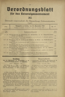 Verordnungsblatt für das Generalgouvernement = Dziennik Rozporządzeń dla Generalnego Gubernatorstwa. Teil 1, Nr 55 (20 September 1940)