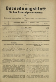 Verordnungsblatt für das Generalgouvernement = Dziennik Rozporządzeń dla Generalnego Gubernatorstwa. Teil 1, Nr 57 (27 September 1940)