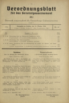 Verordnungsblatt für das Generalgouvernement = Dziennik Rozporządzeń dla Generalnego Gubernatorstwa. Teil 1, Nr 60 (10 October 1940)