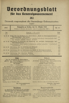 Verordnungsblatt für das Generalgouvernement = Dziennik Rozporządzeń dla Generalnego Gubernatorstwa. Teil 1, Nr 61 (24 October 1940)