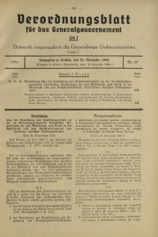 Verordnungsblatt für das Generalgouvernement = Dziennik Rozporządzeń dla Generalnego Gubernatorstwa. Teil 1, Nr 65 (26 November 1940)