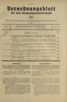 Verordnungsblatt für das Generalgouvernement = Dziennik Rozporządzeń dla Generalnego Gubernatorstwa. Teil 1, Nr 66 (4 Dezember 1940)