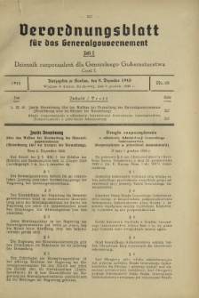 Verordnungsblatt für das Generalgouvernement = Dziennik Rozporządzeń dla Generalnego Gubernatorstwa. Teil 1, Nr 68 (9 Dezember 1940)