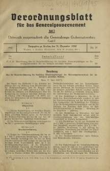 Verordnungsblatt für das Generalgouvernement = Dziennik Rozporządzeń dla Generalnego Gubernatorstwa. Teil 1, Nr 75 (31 Dezember 1940)