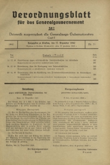 Verordnungsblatt für das Generalgouvernement = Dziennik Rozporządzeń dla Generalnego Gubernatorstwa. Teil 2, Nr 71 (3 Dezember 1940)