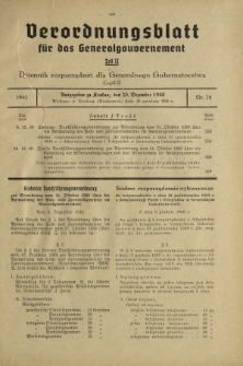 Verordnungsblatt für das Generalgouvernement = Dziennik Rozporządzeń dla Generalnego Gubernatorstwa. Teil 2, Nr 76 (20 Dezember 1940)