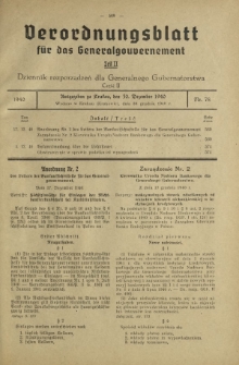 Verordnungsblatt für das Generalgouvernement = Dziennik Rozporządzeń dla Generalnego Gubernatorstwa. Teil 2, Nr 78 (30 Dezember 1940)