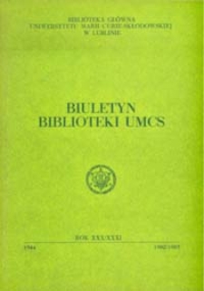 Biuletyn Biblioteki UMCS. R. 30/31 (1982/1983)