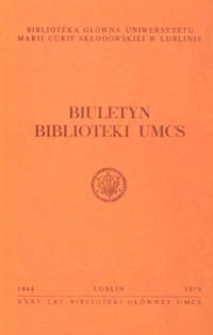 Biuletyn Biblioteki UMCS. R. 27 (1979)