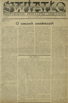 Światło : dwutygodnik społeczno-oświatowy R. 1, nr 1 (27 stycznia 1946)