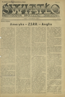 Światło : dwutygodnik społeczno-oświatowy. R. 1, nr 17 (5 października 1946)