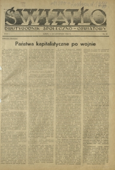Światło : dwutygodnik społeczno-oświatowy. R. 1, nr 19 (20 listopada 1946)
