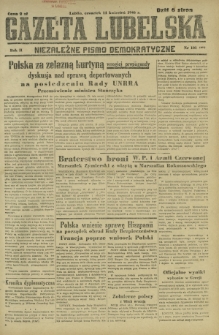 Gazeta Lubelska : niezależne pismo demokratyczne. R. 2, nr 101=410 (11 kwiecień1946)