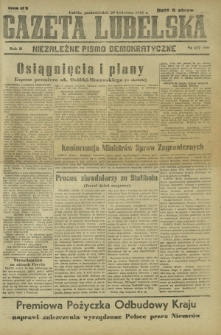 Gazeta Lubelska : niezależne pismo demokratyczne. R. 2, nr 117=426 (29 kwiecień 1946)