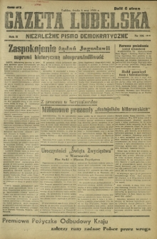 Gazeta Lubelska : niezależne pismo demokratyczne. R. 2, nr 126=435 (8 maj 1946)