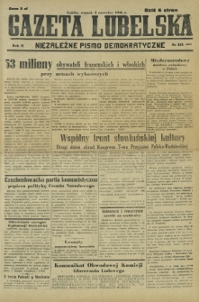 Gazeta Lubelska : niezależne pismo demokratyczne. R. 2, nr 153=462 (4 czerwiec 1946)
