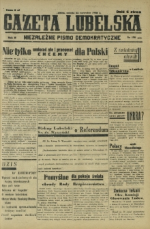 Gazeta Lubelska : niezależne pismo demokratyczne. R. 2, nr 170=479 (22 czerwiec 1946)