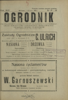 Ogrodnik : dwutygodnik poświęcony sprawom ogrodnictwa polskiego. R. 14, nr 13-14 (1 i 15 lipca 1924)