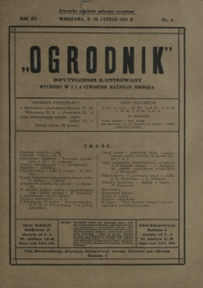 Ogrodnik : dwutygodnik ilustrowany. R. 15, nr 4 (26 lutego 1925)