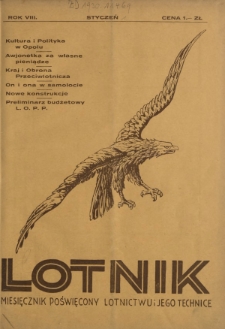 Lotnik : organ Wielkopolskiego Klubu Lotników / red. Edmund Hołodyński. R. 8, nr 1=130 (styczeń 1931)