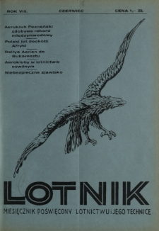 Lotnik : organ Wielkopolskiego Klubu Lotników / red. Edmund Hołodyński. R. 8, nr 6=135 (czerwiec 1931)