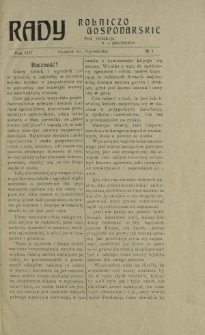Rady Rolniczo-Gospodarskie : dodatek do "Ogrodnika" / pod red. W. J. Zielińskiego. 1927, nr 1