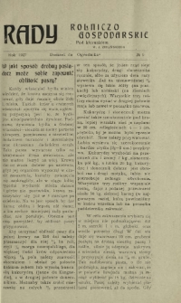 Rady Rolniczo-Gospodarskie : dodatek do "Ogrodnika" / pod red. W. J. Zielińskiego. 1927, nr 9