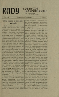 Rady Rolniczo-Gospodarskie : dodatek do "Ogrodnika" / pod red. W. J. Zielińskiego. 1927, nr 12