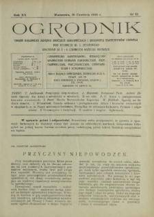 Ogrodnik : organ Polskiego Związku Zrzeszeń Ogrodniczych i Syndykatu Plantatorów Chmielu. R. 20, nr 12 (26 czerwca 1930)