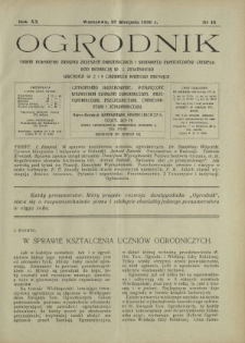 Ogrodnik : organ Polskiego Związku Zrzeszeń Ogrodniczych i Syndykatu Plantatorów Chmielu. R. 20, nr 16 (28 sierpnia 1930)