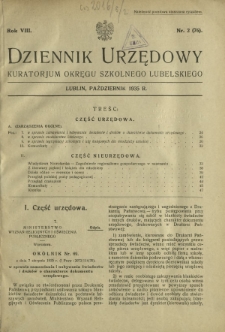 Dziennik Urzędowy Kuratorjum Okręgu Szkolnego Lubelskiego R. 8, nr 2 (76) październik 1935