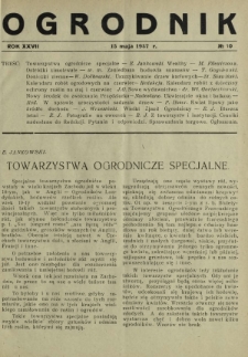 Ogrodnik / red. Stefan Skawiński. R. 27, nr 10 (15 maja 1937)