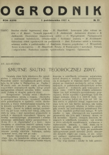 Ogrodnik / red. Stefan Skawiński. R. 27, nr 19 (1 października 1937)