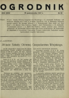 Ogrodnik / red. Stefan Skawiński. R. 27, nr 20 (15 października 1937)