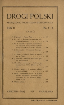 Drogi Polski : miesięcznik polityczno-gospodarczy. R. 2, nr 4-5 (kwiecień-maj 1923)