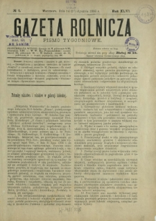 Gazeta Rolnicza : pismo tygodniowe. R. 46, nr 4 (14 stycznia 1906)