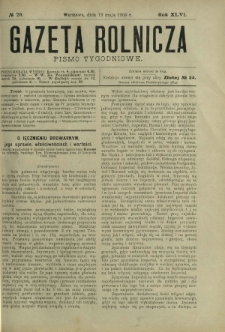 Gazeta Rolnicza : pismo tygodniowe. R. 46, nr 20 (19 maja 1906)