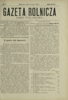 Gazeta Rolnicza : pismo tygodniowe. R. 46, nr 21 (26 maja 1906)