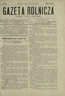 Gazeta Rolnicza : pismo tygodniowe. R. 46, nr 24 (16 czerwca 1906)